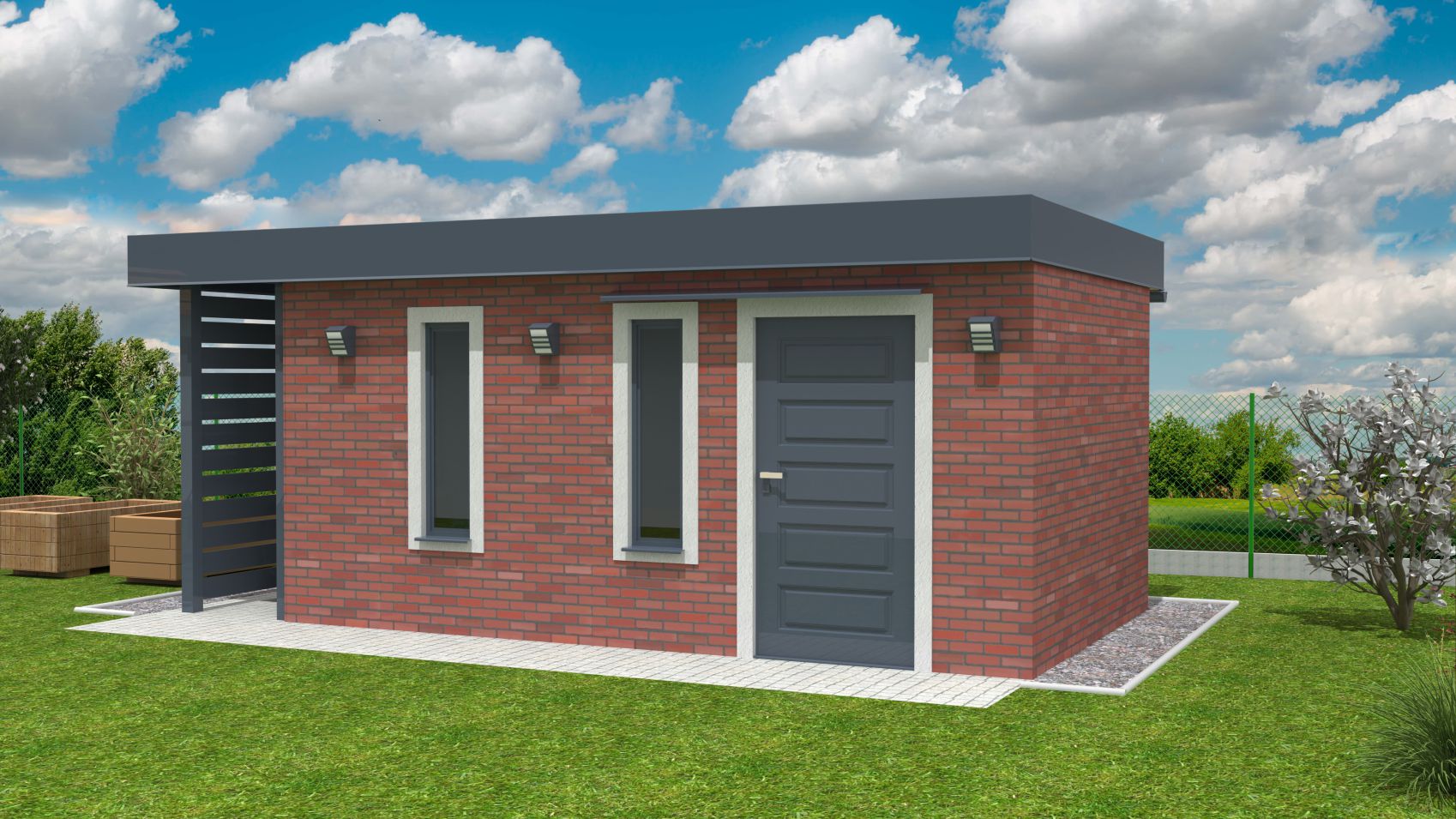 Zahradní domek 5m x 3m plus přístřešek 3m x 1m